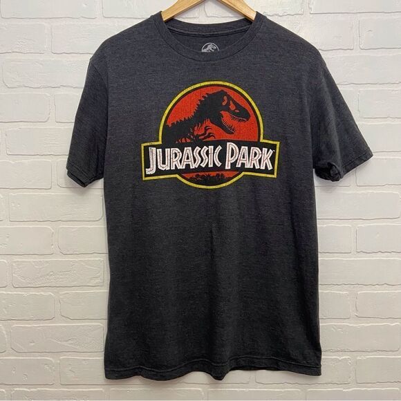 JURASSIC Park movie tee medium short sleeves unisex grey charcoal 50% cotton - Picture 3 of 12
